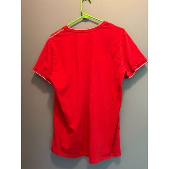 Armani Exchange Men's V-Neck T-Shirt Red Size L Standard Short Sleeve Slim Fit - Picture 5 of 10